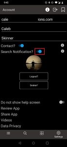 Shows how to globally enable search push notifications for the Unfiltered Search Engine