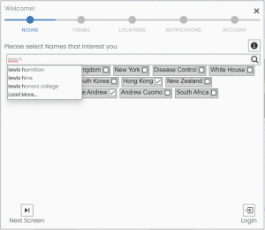 Browser dropdown control for nouns